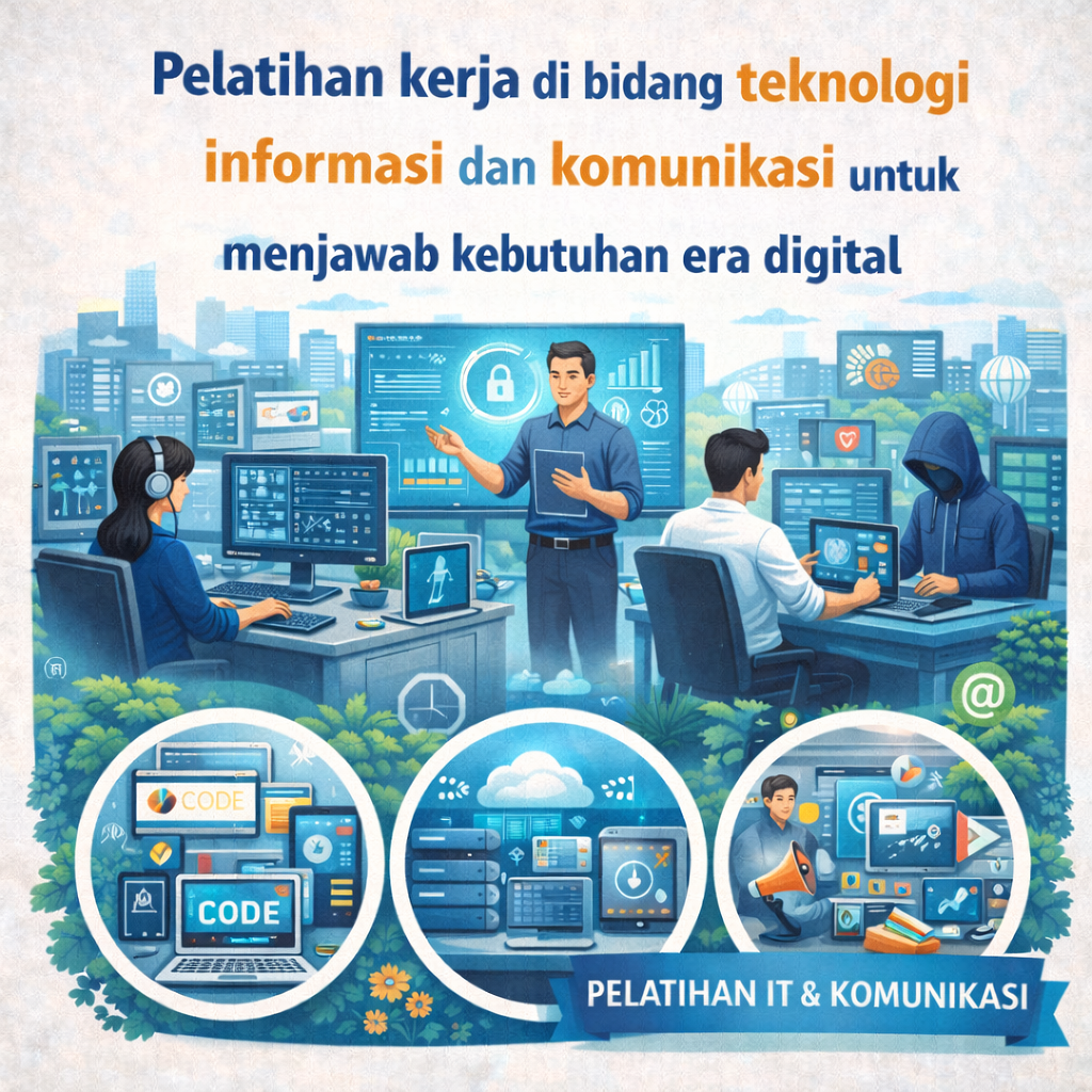 Pelatihan kerja di bidang teknologi informasi dan komunikasi untuk menjawab kebutuhan era digital.